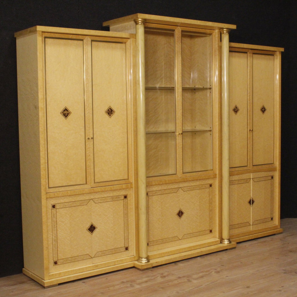 Bibliothèque italienne en bois du 20ème siècle